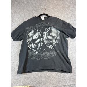 VTG 90s Chicano Smile Now Cry Later Drama Masks Shirt Mens XL Black Artsy Rare